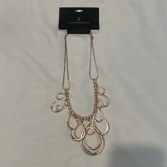 NWT Worthington rose gold colored teardrop loopy necklace - Picture 3 of 8